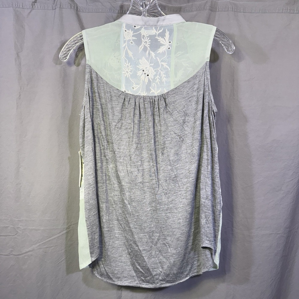 Boho Sheer Embroidered Top Sleeveless Beaded Lace Tiny by Anthropologie Size M - Picture 11 of 14